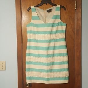 Turquoise and white dress